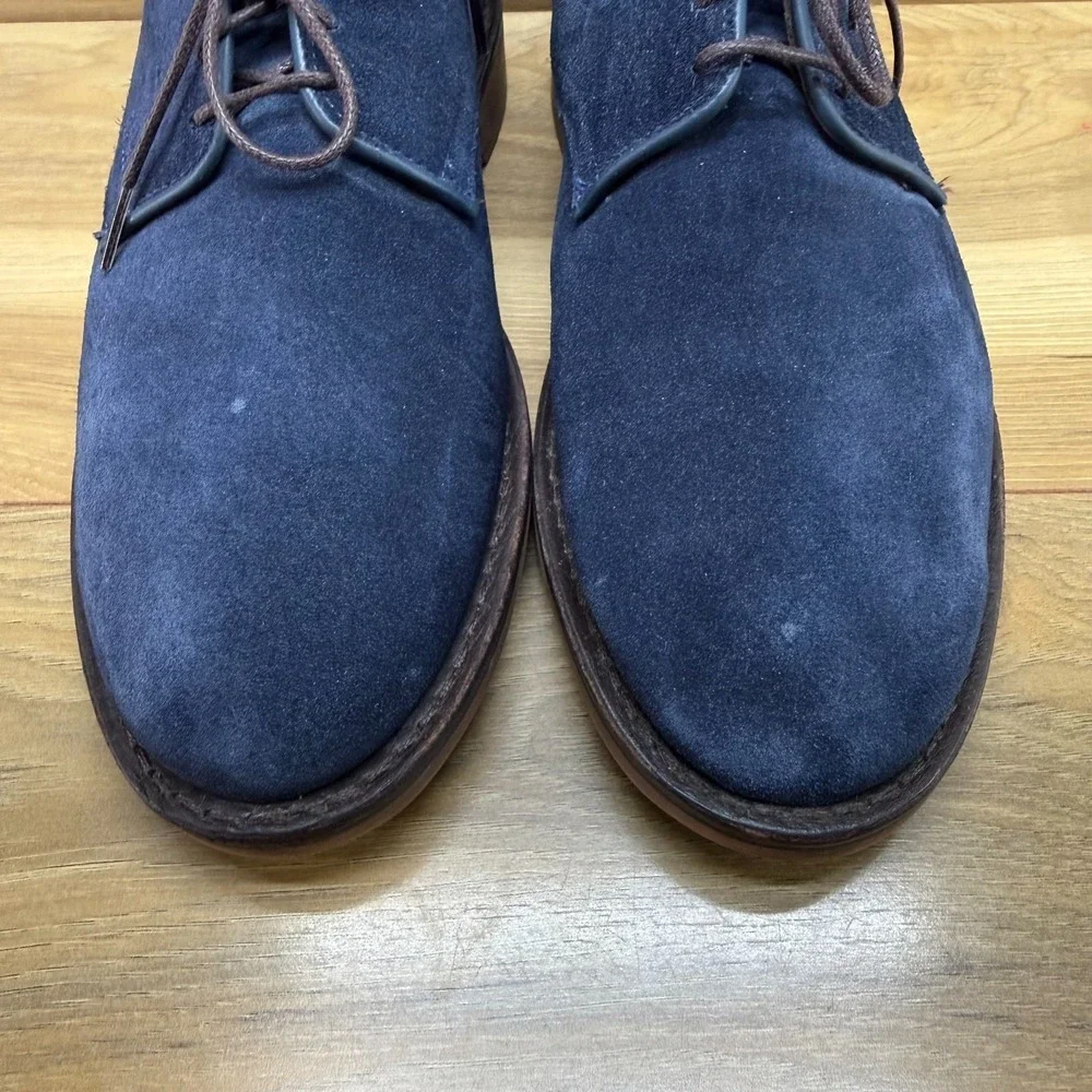 ALLEN EDMONDS Nomad Blue Suede Oxfords 8 D Feather Welt Business Casual